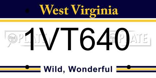 1VT640 West Virginia License Plate