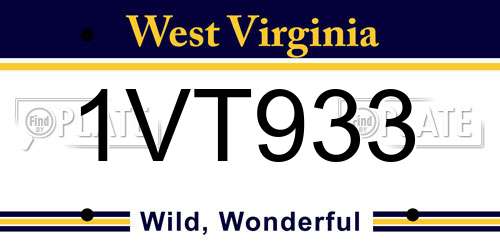1VT933 West Virginia License Plate