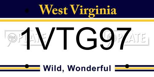 1VTG97 West Virginia License Plate