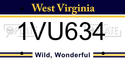 1VU634 West Virginia License Plate