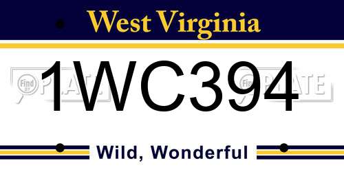 1WC394 West Virginia License Plate