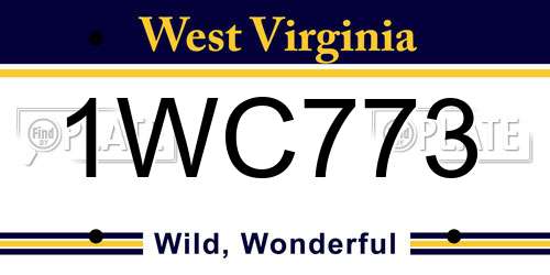 1WC773 West Virginia License Plate