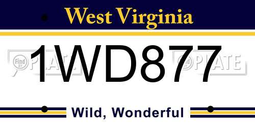 1WD877 West Virginia License Plate