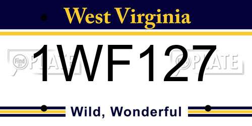 1WF127 West Virginia License Plate