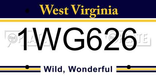 1WG626 West Virginia License Plate