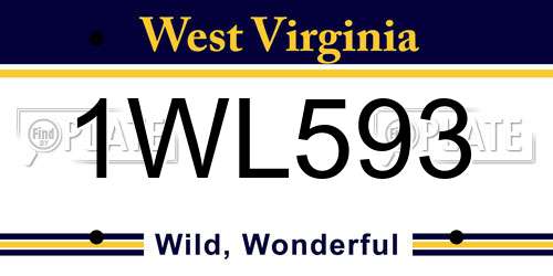 1WL593 West Virginia License Plate