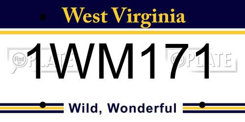 1WM171 West Virginia License Plate