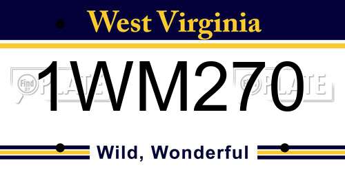 1WM270 West Virginia License Plate