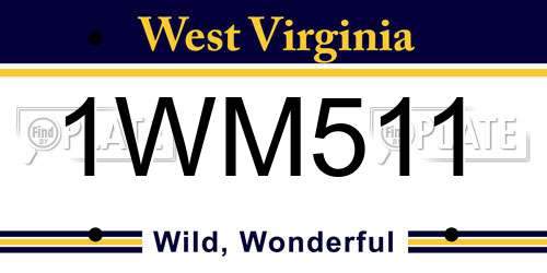 1WM511 West Virginia License Plate