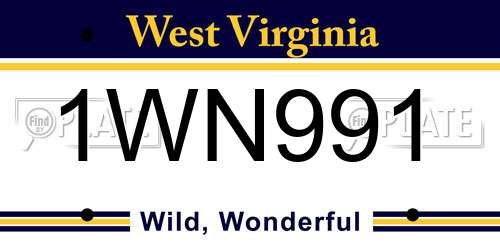 1WN991 West Virginia License Plate