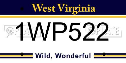 1WP522 West Virginia License Plate