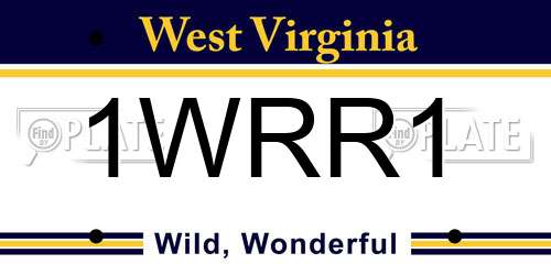 1WRR1 West Virginia License Plate