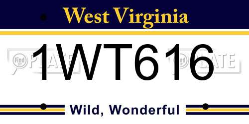 1WT616 West Virginia License Plate