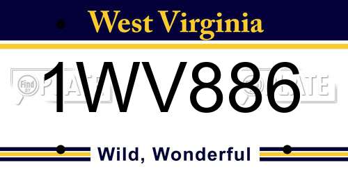 1WV886 West Virginia License Plate
