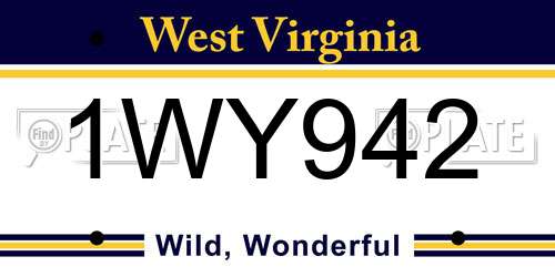 1WY942 West Virginia License Plate