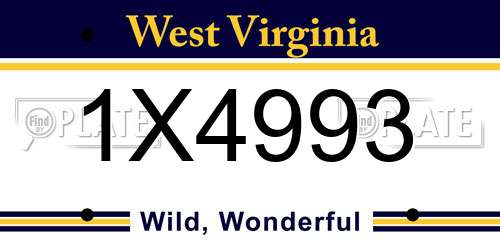 1X4993 West Virginia License Plate
