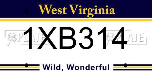 1XB314 West Virginia License Plate