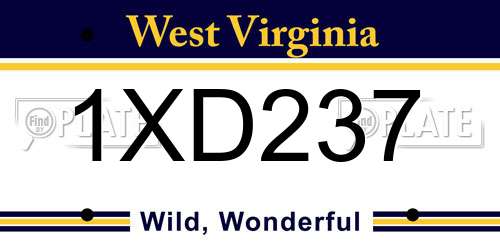 1XD237 West Virginia License Plate