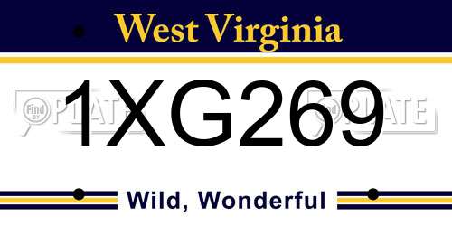 1XG269 West Virginia License Plate