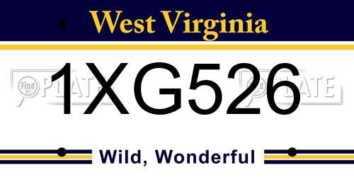 1XG526 West Virginia License Plate