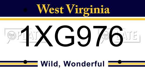 1XG976 West Virginia License Plate