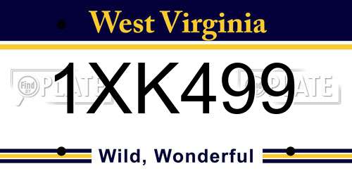 1XK499 West Virginia License Plate