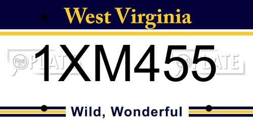 1XM455 West Virginia License Plate