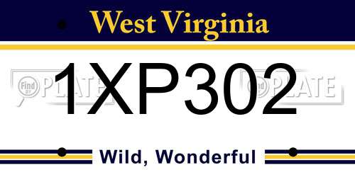 1XP302 West Virginia License Plate