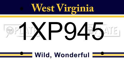 1XP945 West Virginia License Plate