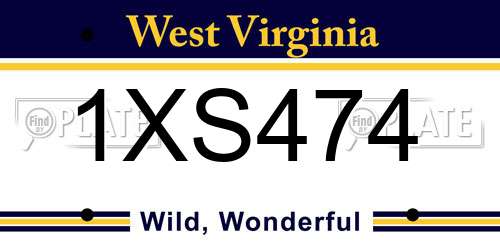 1XS474 West Virginia License Plate