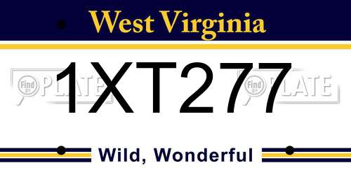 1XT277 West Virginia License Plate