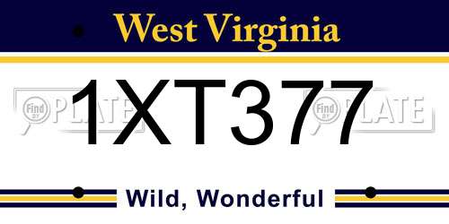 1XT377 West Virginia License Plate
