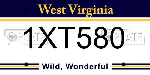 1XT580 West Virginia License Plate