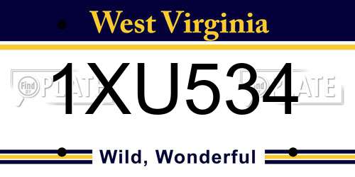 1XU534 West Virginia License Plate