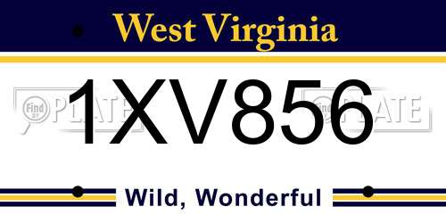 1XV856 West Virginia License Plate