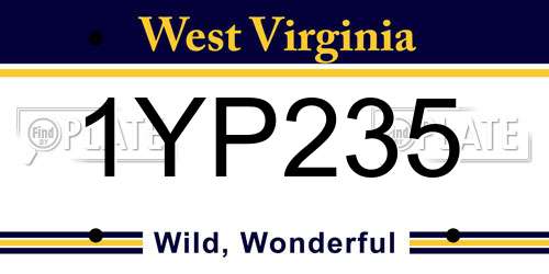 1YP235 West Virginia License Plate