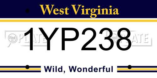 1YP238 West Virginia License Plate