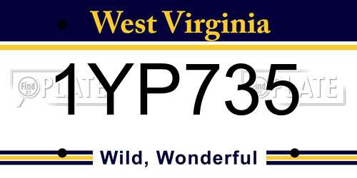 1YP735 West Virginia License Plate