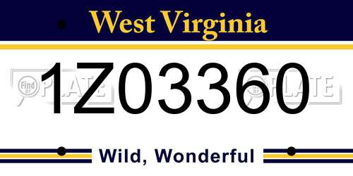 1Z03360 West Virginia License Plate