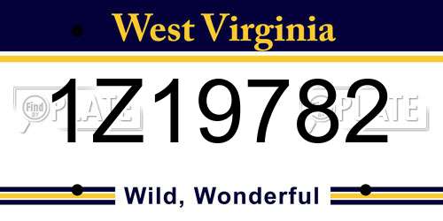 1Z19782 West Virginia License Plate
