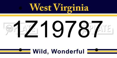 1Z19787 West Virginia License Plate