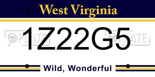 1Z22G5 West Virginia License Plate