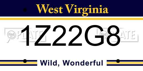 1Z22G8 West Virginia License Plate