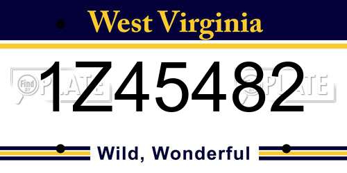 1Z45482 West Virginia License Plate