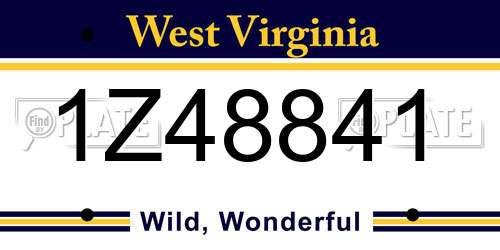 1Z48841 West Virginia License Plate