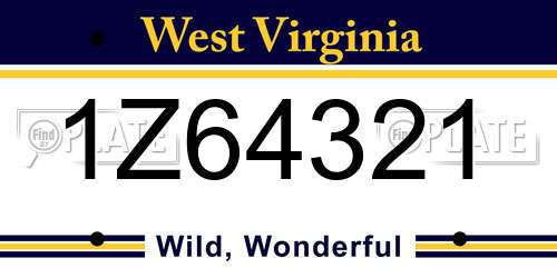 1Z64321 West Virginia License Plate