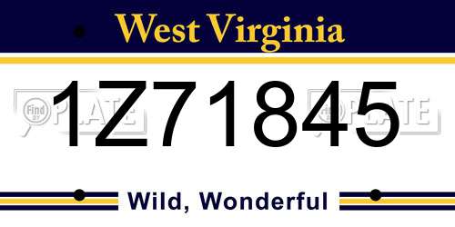 1Z71845 West Virginia License Plate