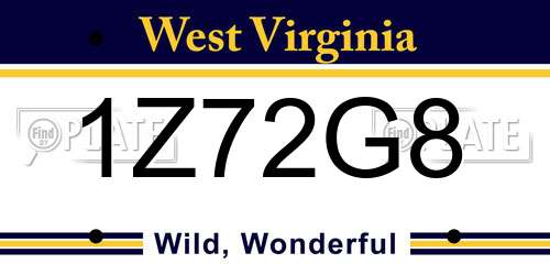 1Z72G8 West Virginia License Plate
