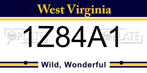 1Z84A1 West Virginia License Plate