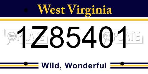 1Z85401 West Virginia License Plate